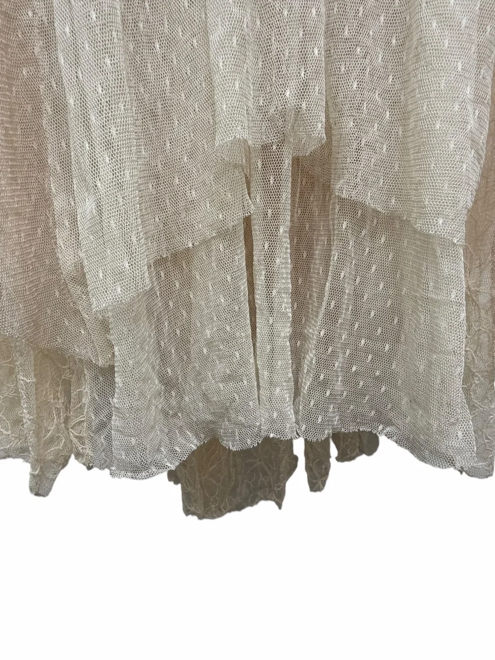 Free People XS Y2K Boho Layered Lace Mesh Handkerchief Midi Skirt